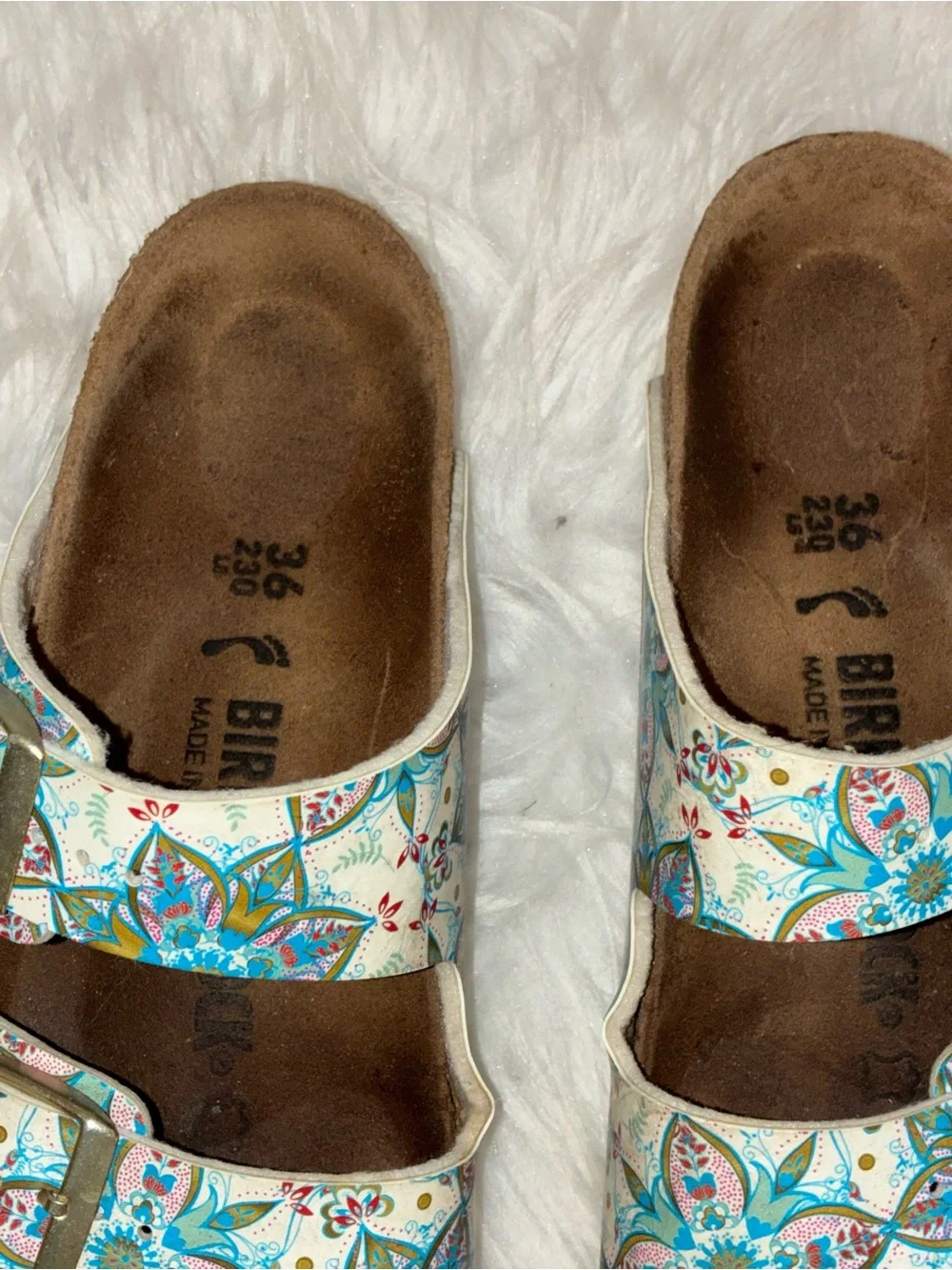 Birkenstock Flor Boho Flowers White Sz 36